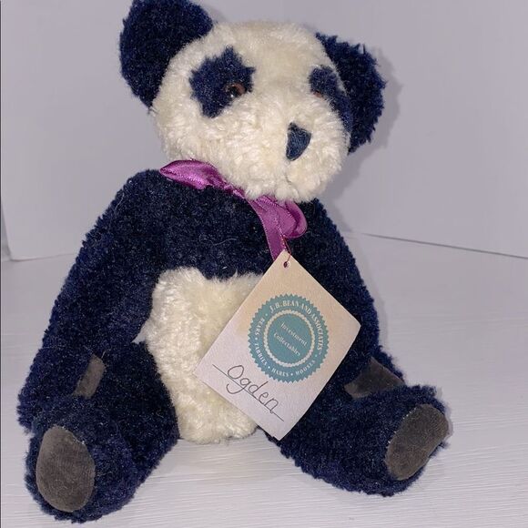 Vintage Boyds Bear Ogden Jointed Plush Panda Bear with Purple Bow 1985-1996 - Picture 1 of 13